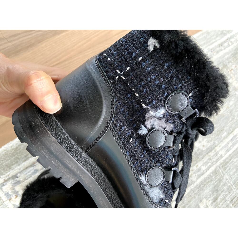 Chanel Tweed Rubber Ankle Short Combat Boots size 37.5 - Picture 8 of 9